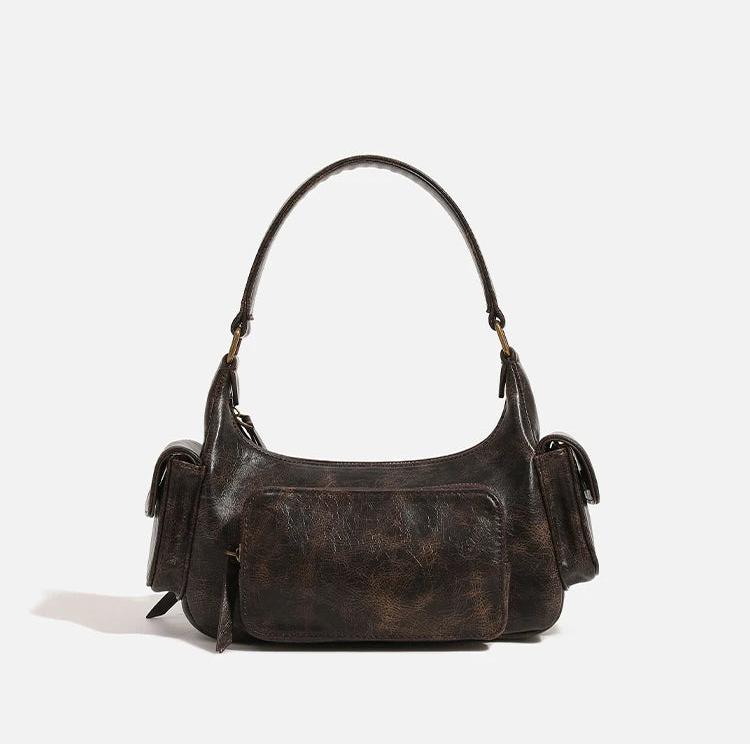 NOREN – Vintage Vegan Leather Multi-Pocket Shoulder Bag