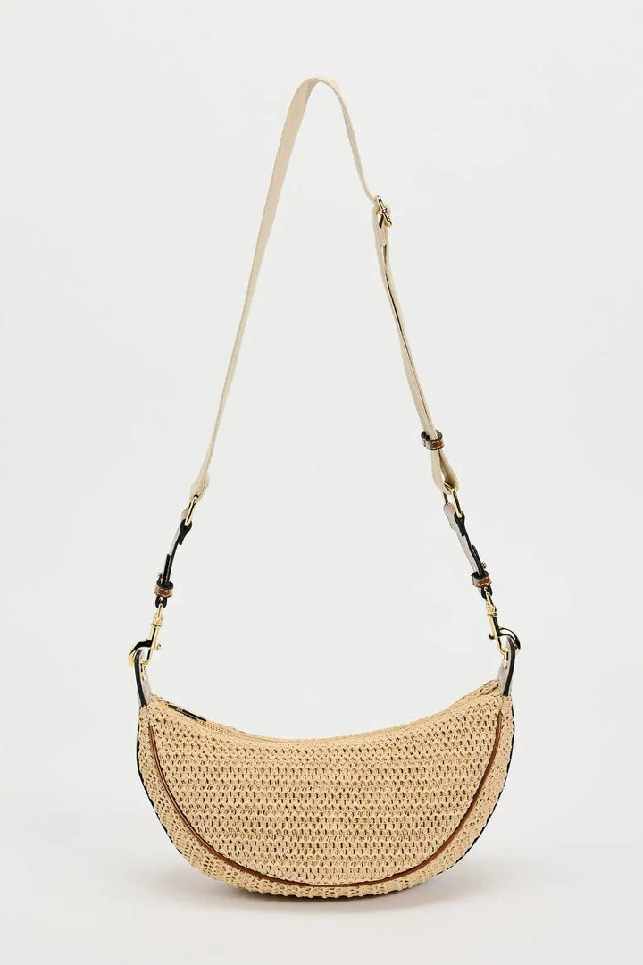 ZAINA – Boho Half-Moon Straw Bag