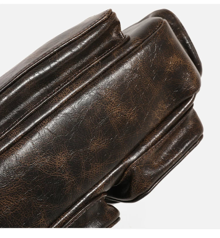 NOREN – Vintage Vegan Leather Multi-Pocket Shoulder Bag