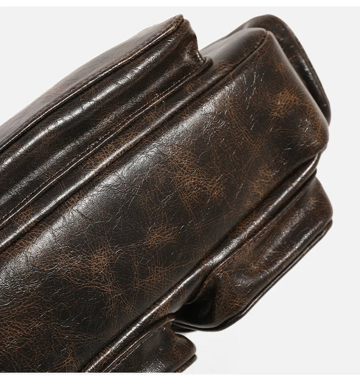 NOREN – Vintage Vegan Leather Multi-Pocket Shoulder Bag