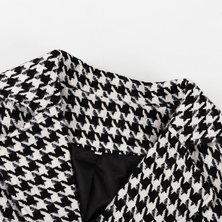 HOUNDSTOOTH - Classic Long Trench Coat for Women