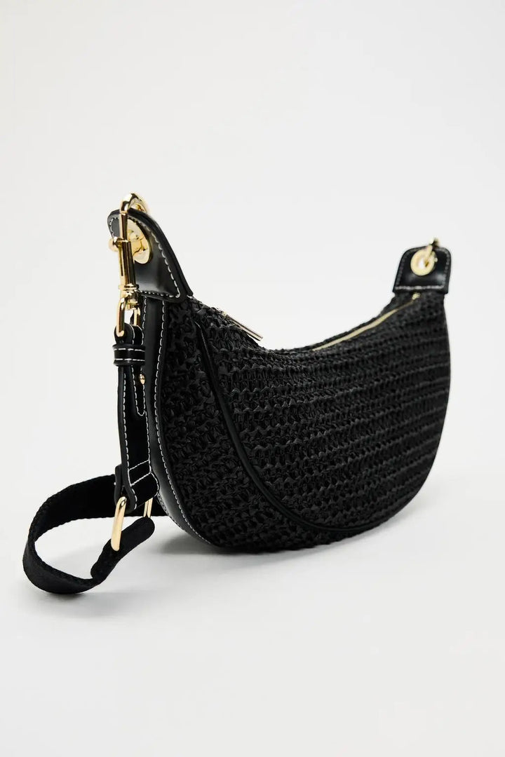 ZAINA – Boho Half-Moon Straw Bag