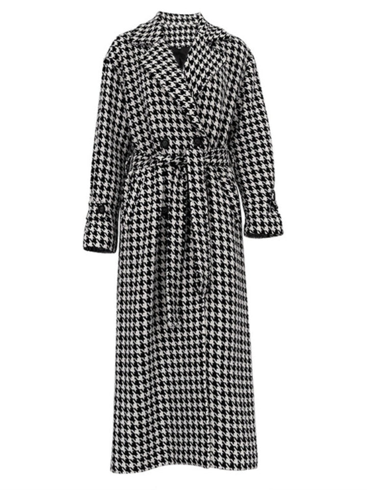 HOUNDSTOOTH - Classic Long Trench Coat for Women