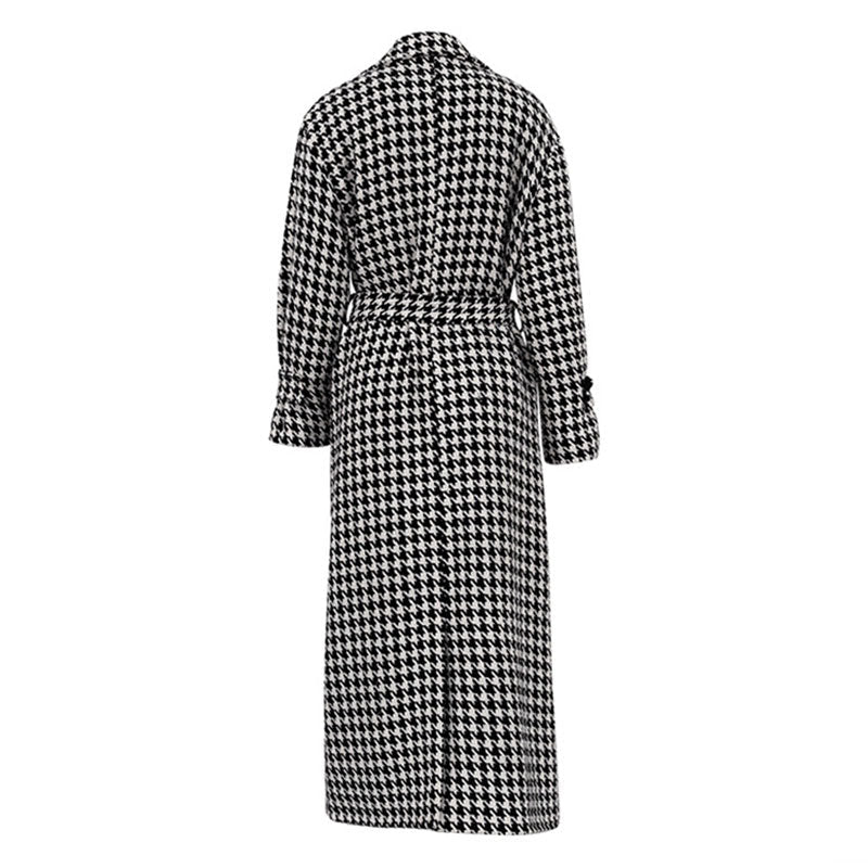 HOUNDSTOOTH - Classic Long Trench Coat for Women