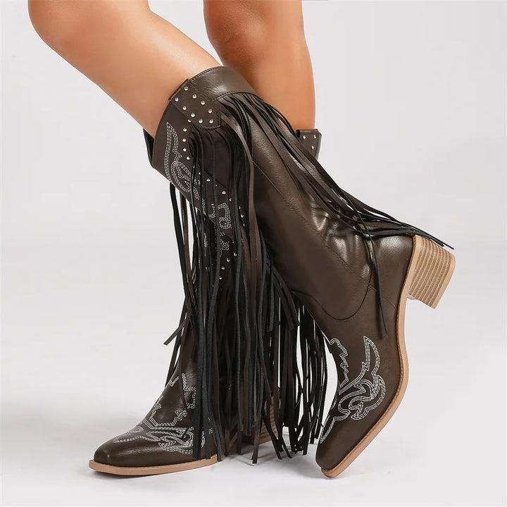 DOLLY - Women’s Western Fringe Cowboy Boots