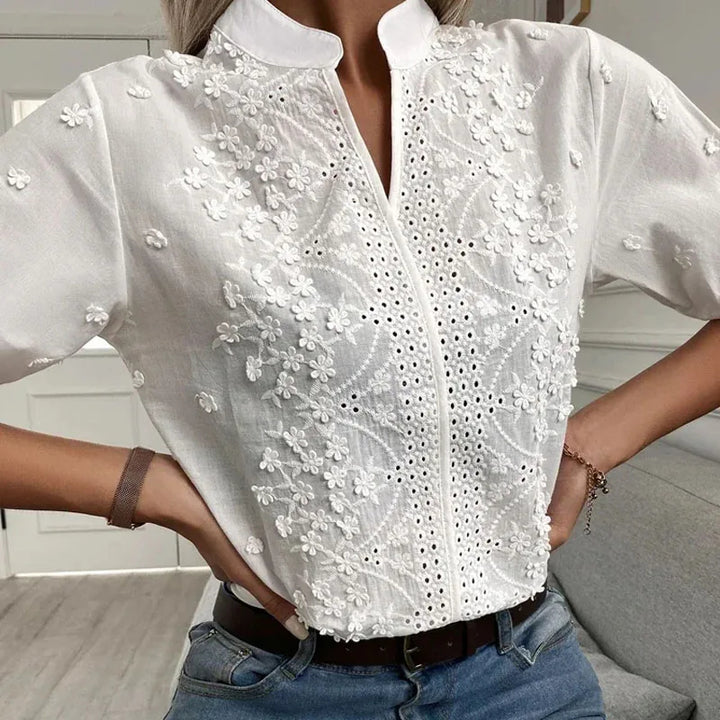 POPPY - Embroidered White Summer Blouse