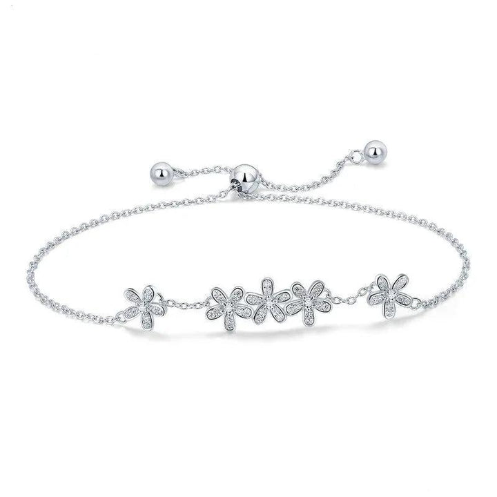FLOWLY - Sterling Silver Floral Bracelet with CZ Accents