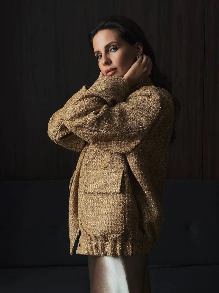 ZAREEN - Sparkling Tweed Jacket with Snap Button