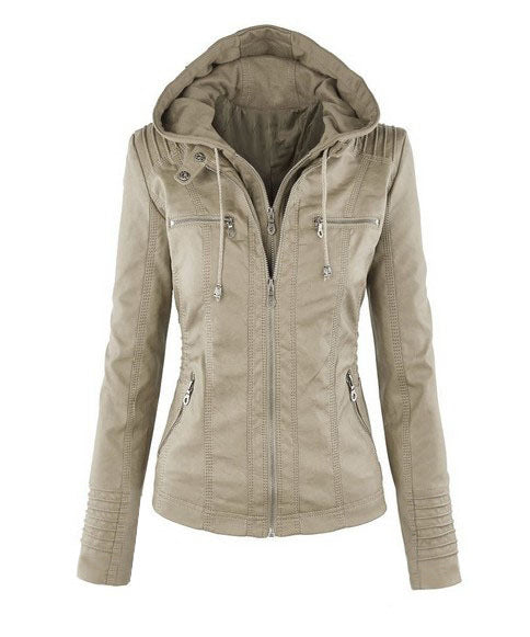 NORELLE – Vegan Leather Jacket With Detachable Hood