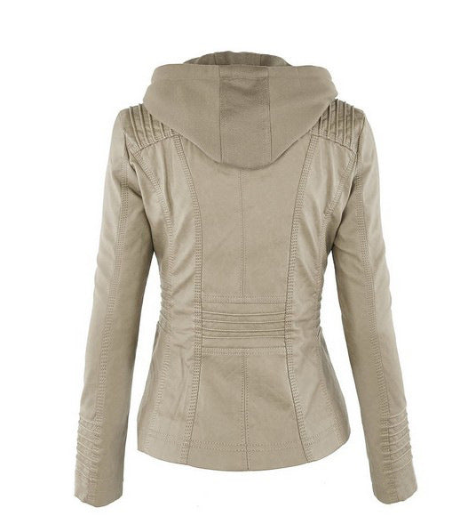 NORELLE – Vegan Leather Jacket With Detachable Hood