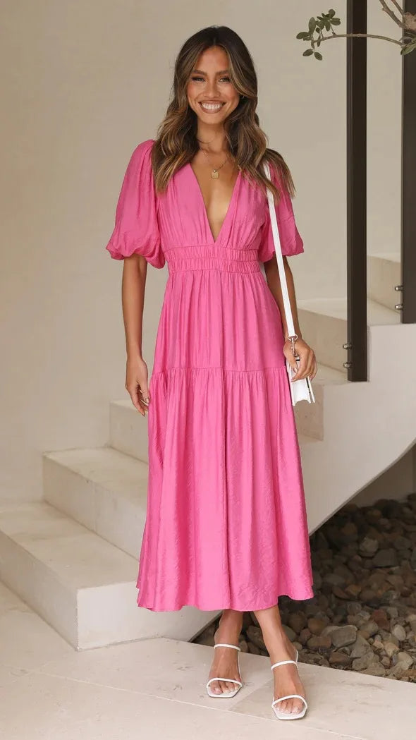 SHAN – Puff Sleeve Midi Dress