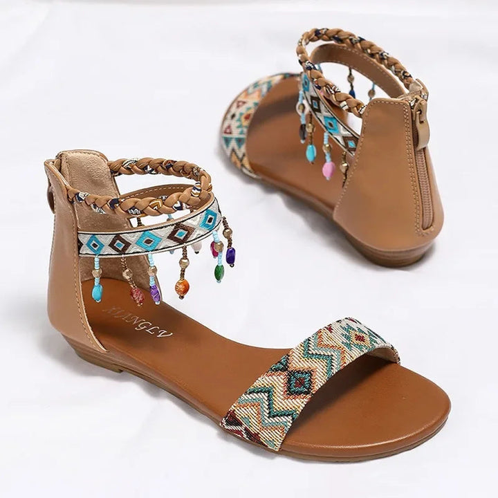 IDALY - Boho Beaded Ankle Strap Sandals