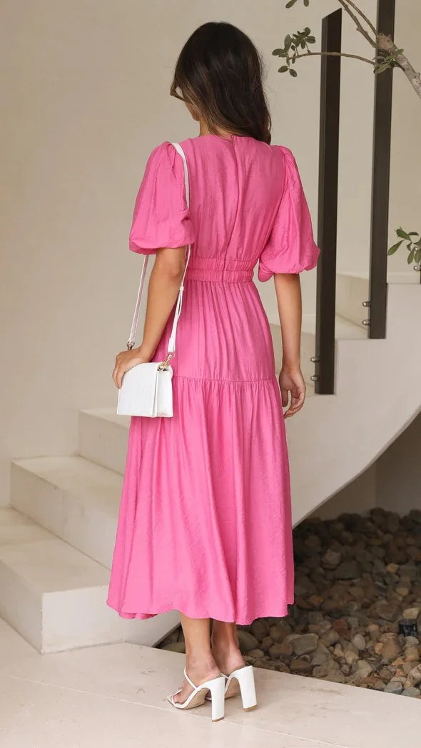 SHAN – Puff Sleeve Midi Dress