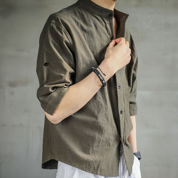 CONNAL – Minimalist Men's Shirt with Stand Collar