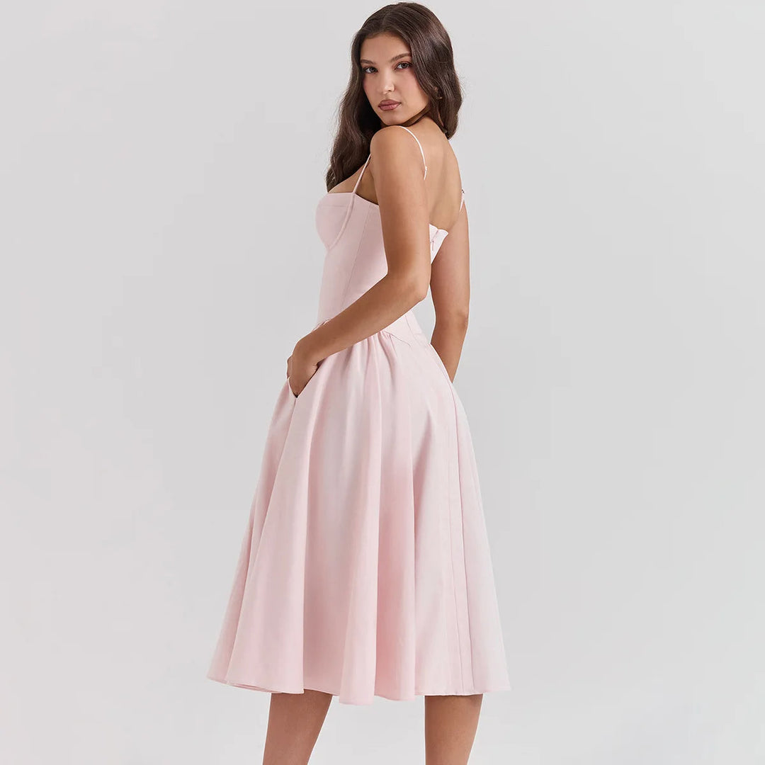 NELS – Elegant Spaghetti Strap Midi Dress