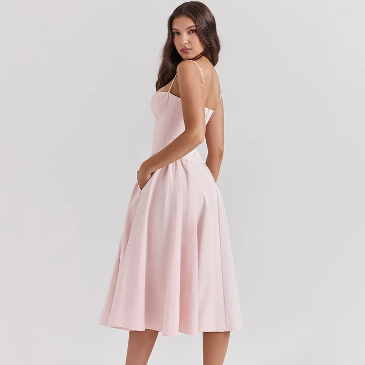 NELS – Elegant Spaghetti Strap Midi Dress