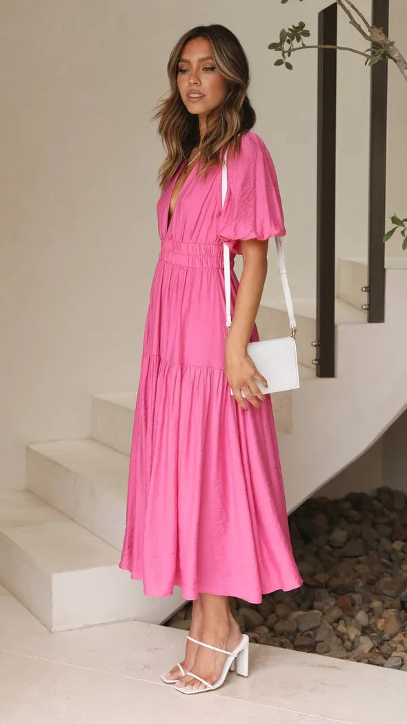 SHAN – Puff Sleeve Midi Dress
