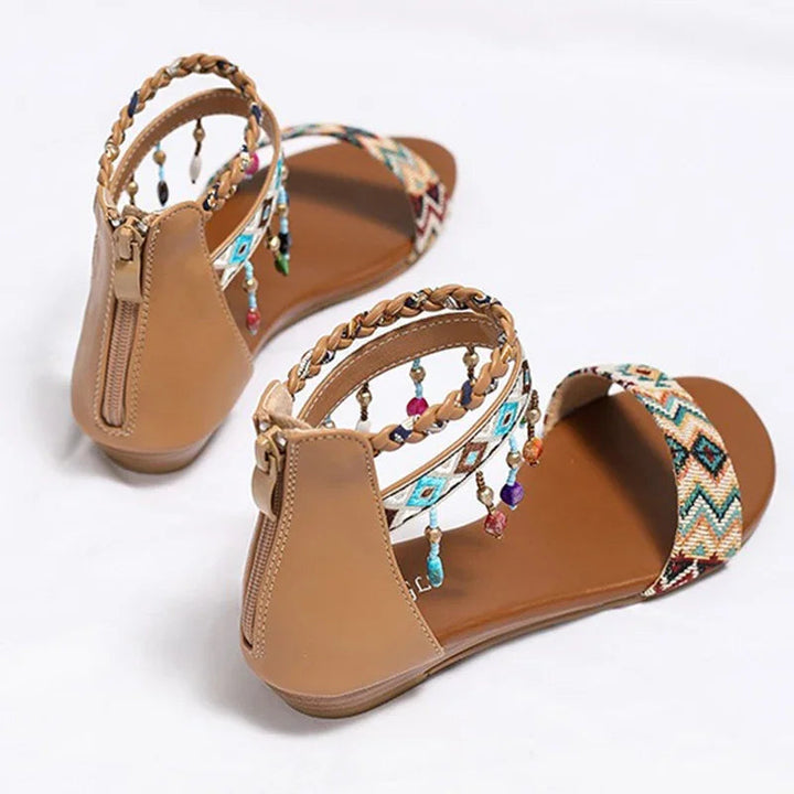 IDALY - Boho Beaded Ankle Strap Sandals