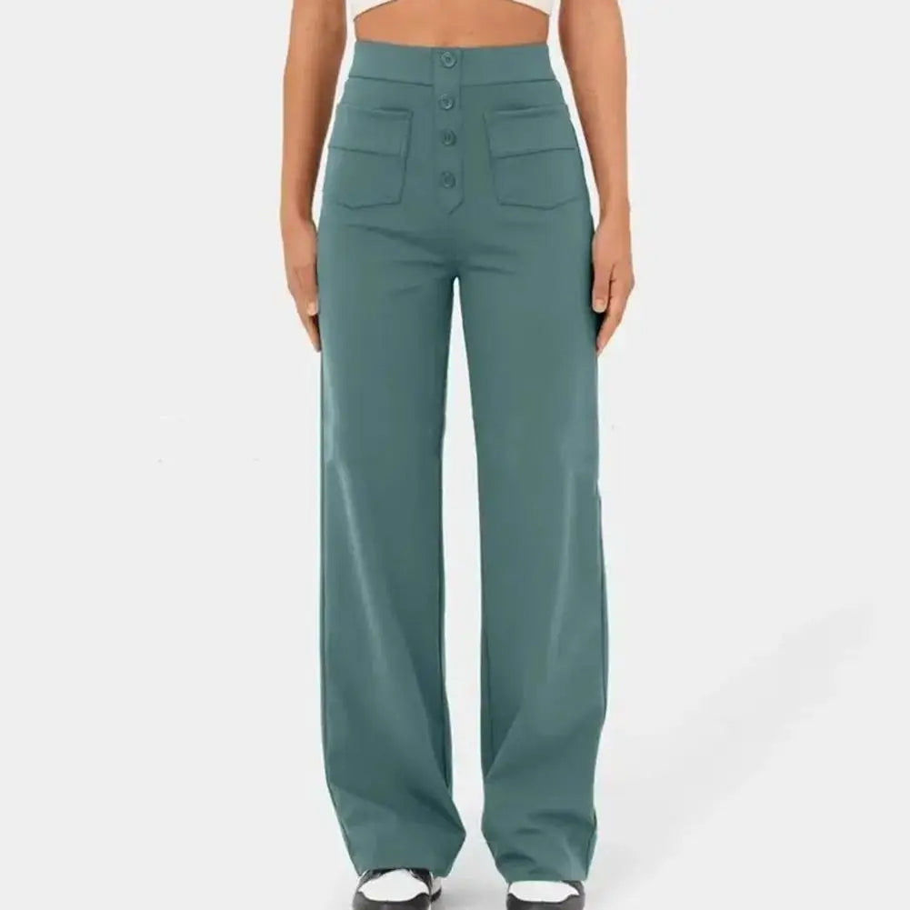 SKIDLE - High-Waist Wide Leg Stretch Trousers