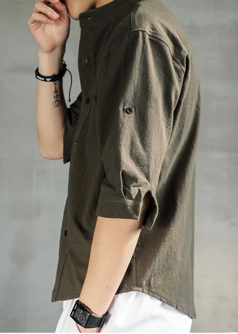 CONNAL – Minimalist Men's Shirt with Stand Collar