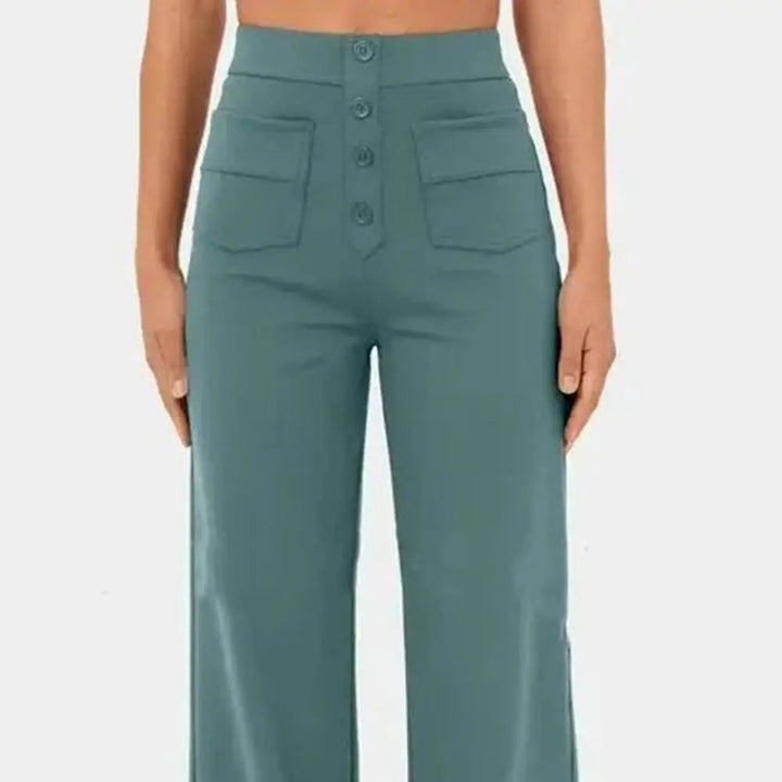 SKIDLE - High-Waist Wide Leg Stretch Trousers