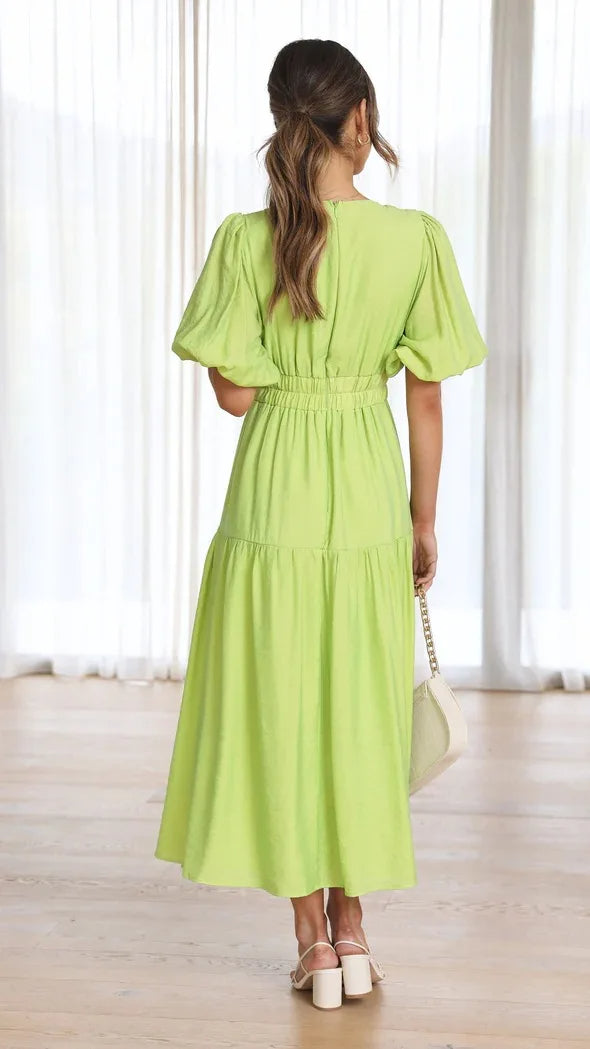 SHAN – Puff Sleeve Midi Dress