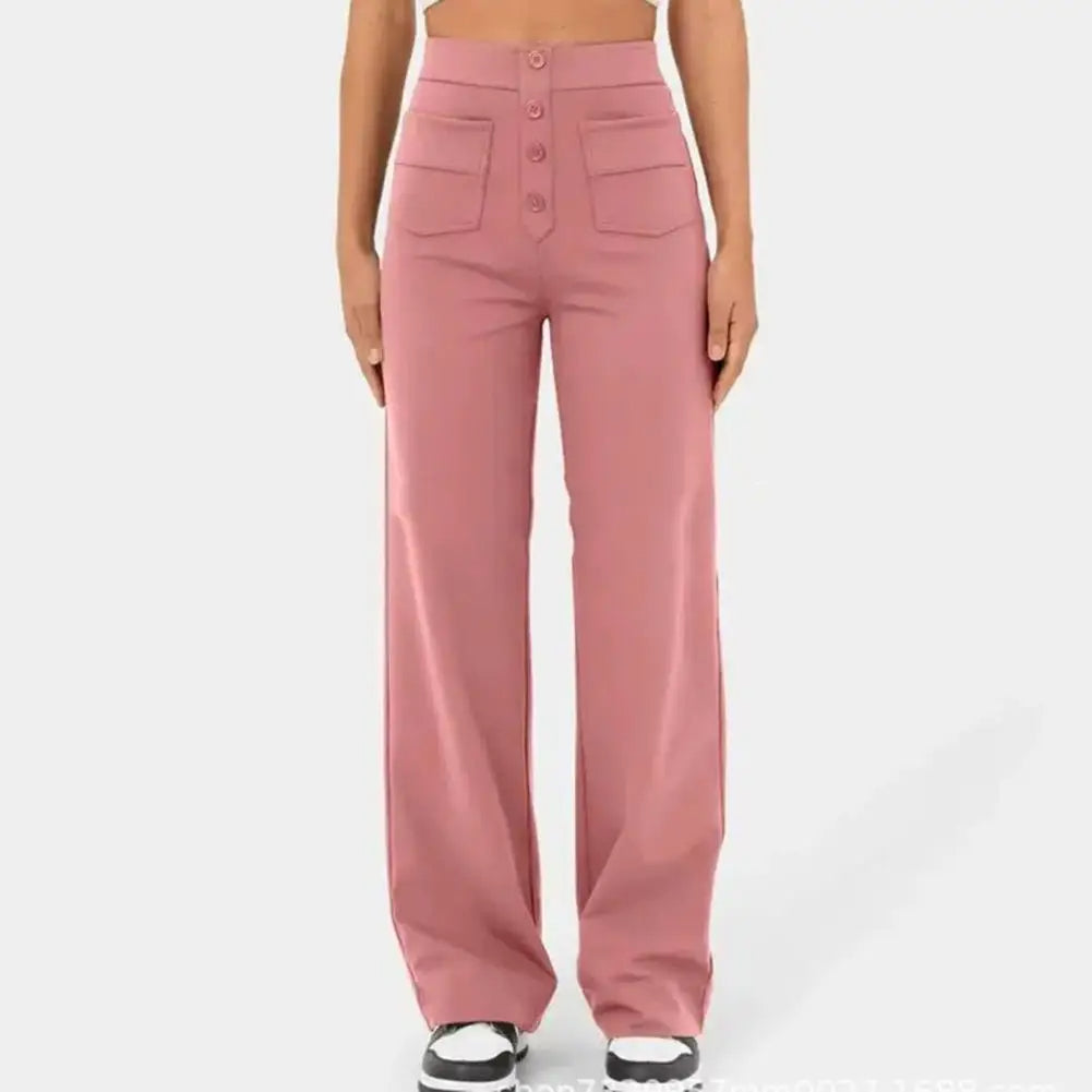 SKIDLE - High-Waist Wide Leg Stretch Trousers
