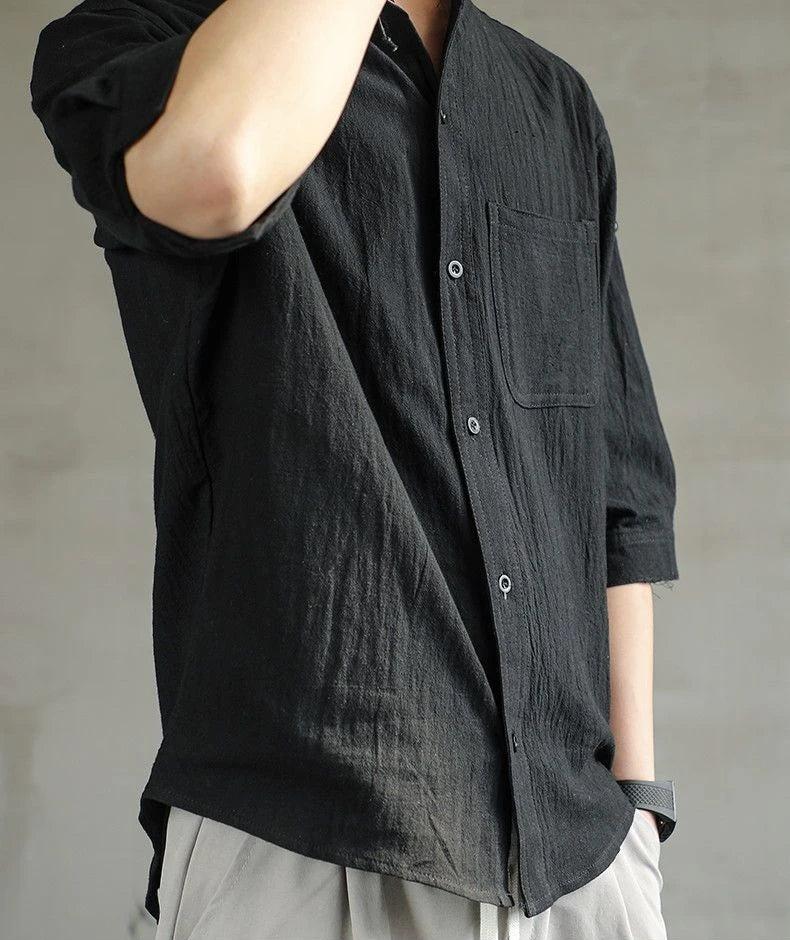 CONNAL – Minimalist Men's Shirt with Stand Collar