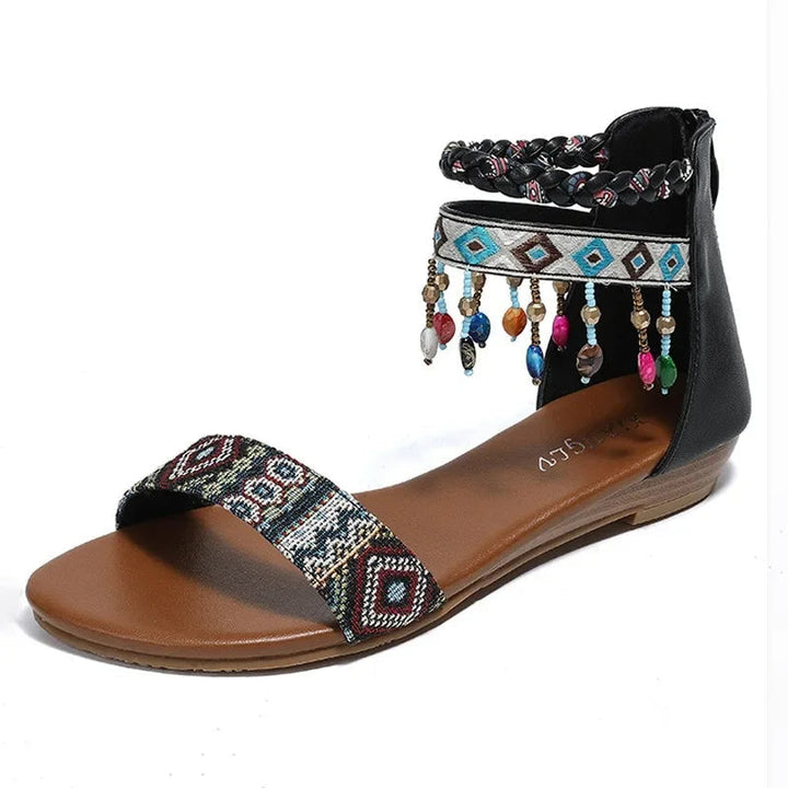 IDALY - Boho Beaded Ankle Strap Sandals