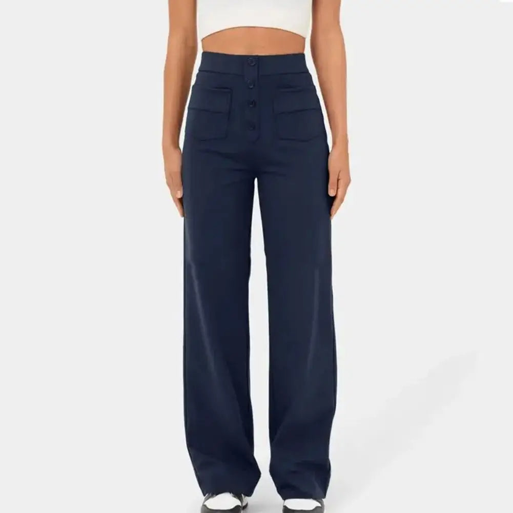 SKIDLE - High-Waist Wide Leg Stretch Trousers