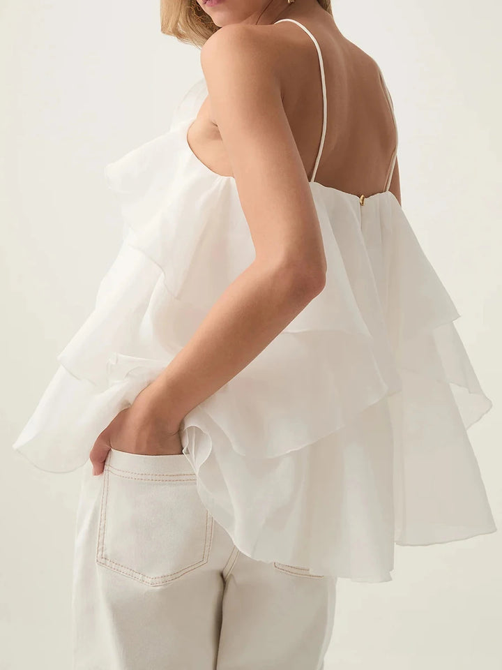 AMELIA – Layered Ruffle Rose Halter Top