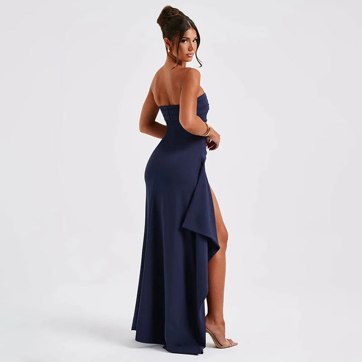 SCARLETTE - Strapless Slit Evening Maxi Dress