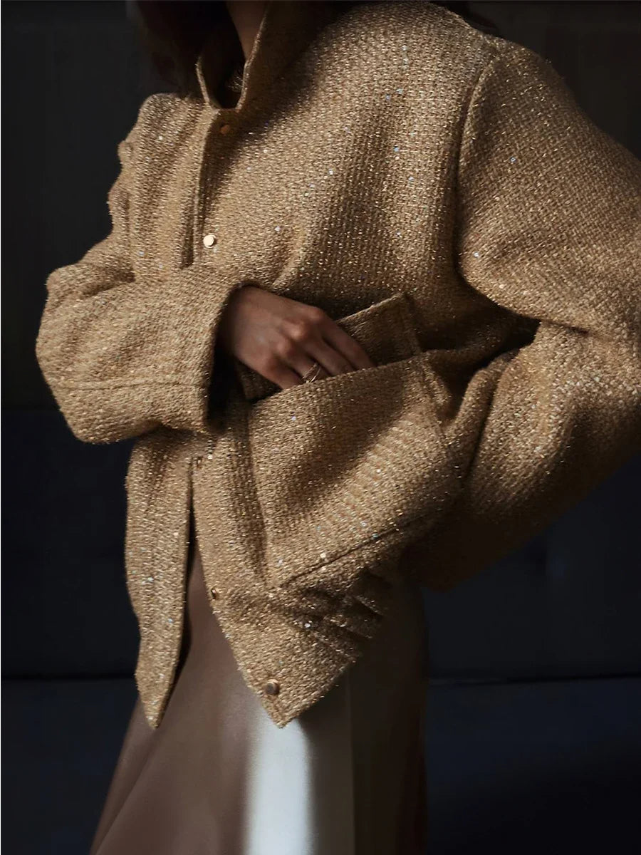 ZAREEN - Sparkling Tweed Jacket with Snap Button