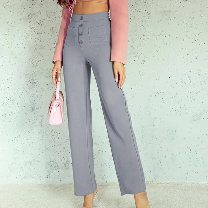 SKIDLE - High-Waist Wide Leg Stretch Trousers