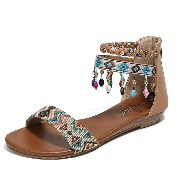 IDALY - Boho Beaded Ankle Strap Sandals
