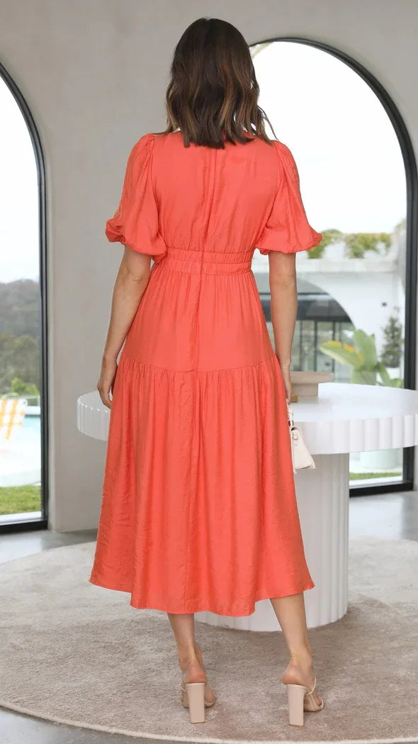 SHAN – Puff Sleeve Midi Dress