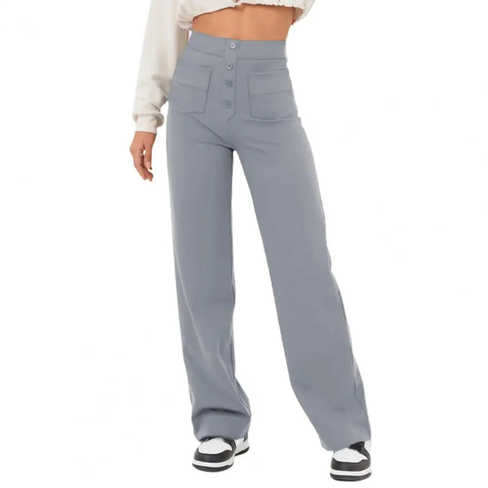 SKIDLE - High-Waist Wide Leg Stretch Trousers