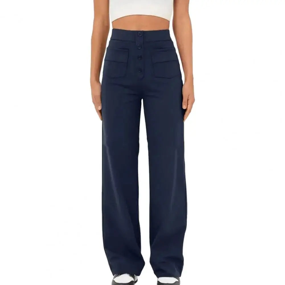 SKIDLE - High-Waist Wide Leg Stretch Trousers