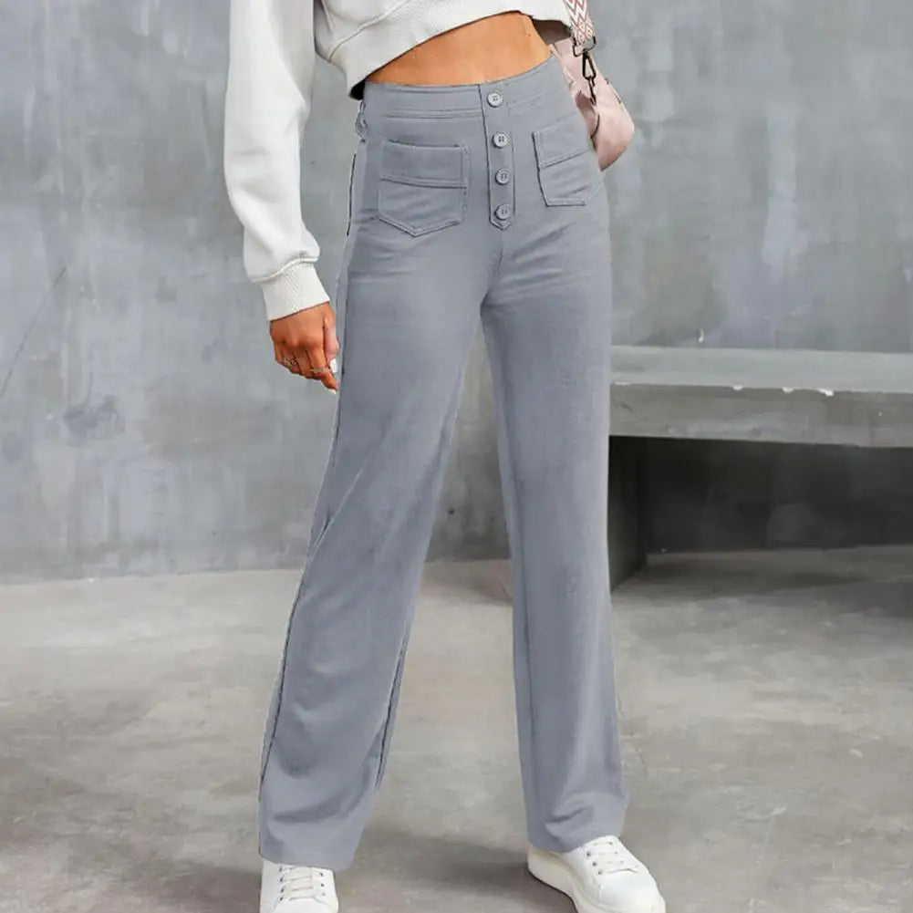 SKIDLE - High-Waist Wide Leg Stretch Trousers