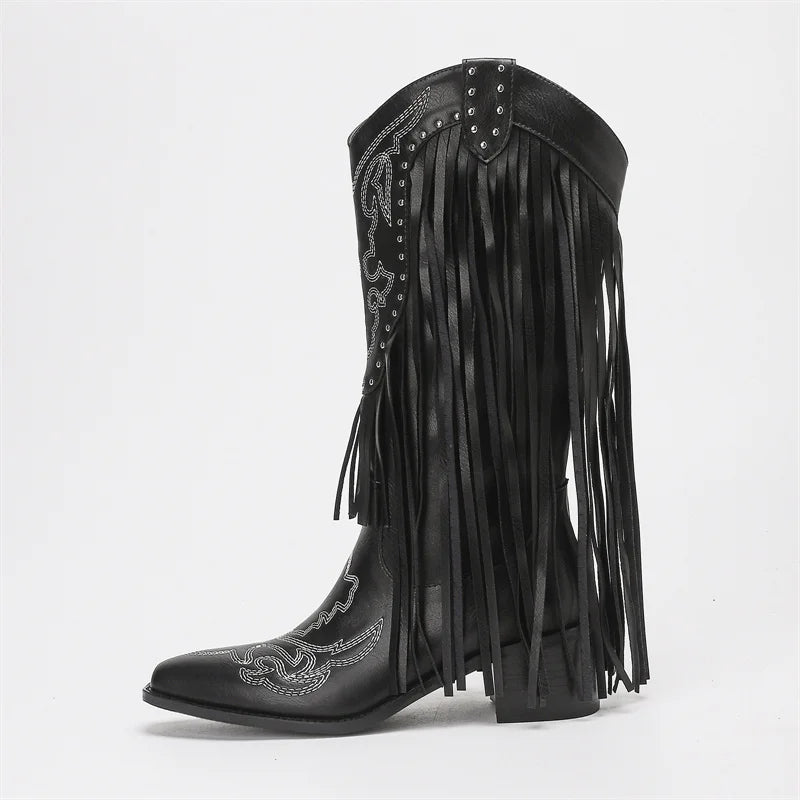 DOLLY - Women’s Western Fringe Cowboy Boots
