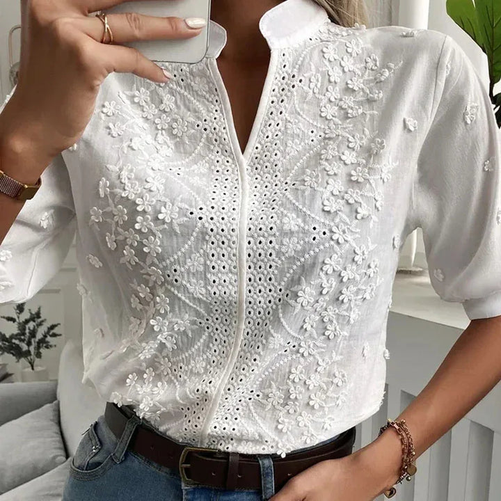 POPPY - Embroidered White Summer Blouse