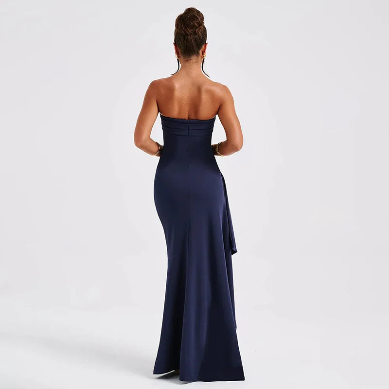SCARLETTE - Strapless Slit Evening Maxi Dress