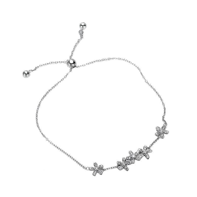 FLOWLY - Sterling Silver Floral Bracelet with CZ Accents