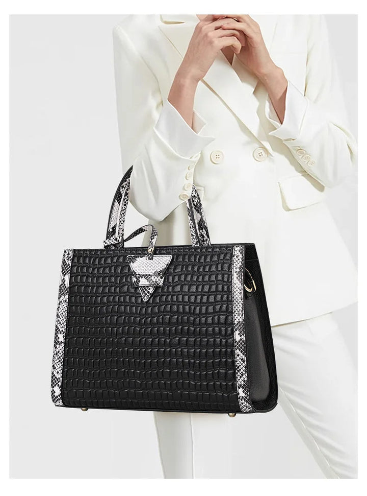 ACEYA - Vegan Croc-Embossed Top Handle Handbag