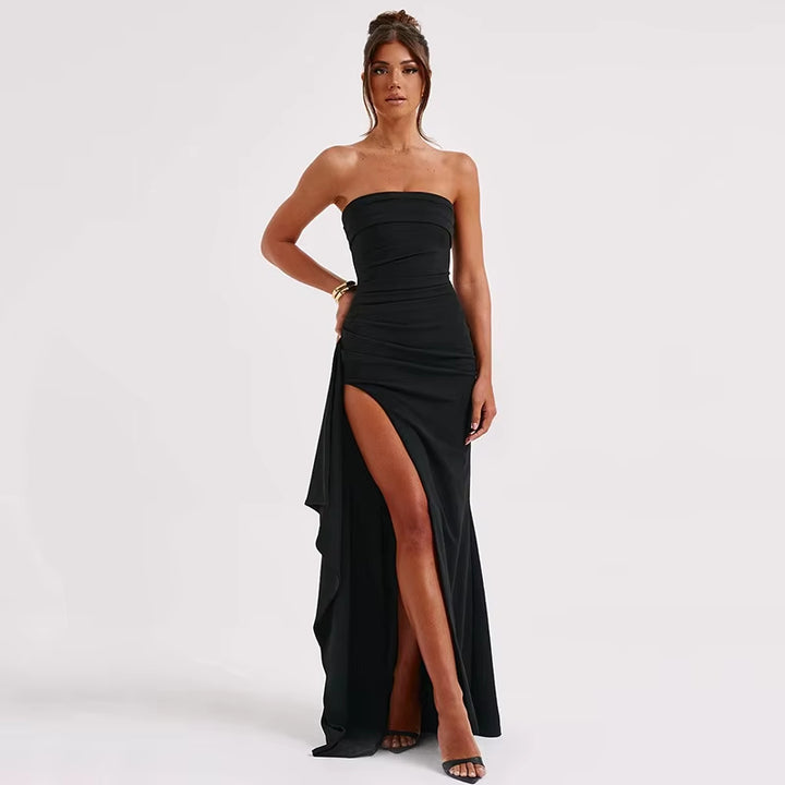 SCARLETTE - Strapless Slit Evening Maxi Dress