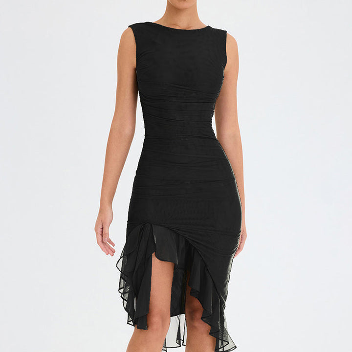VINT – Split Midi Dress With Ruffles