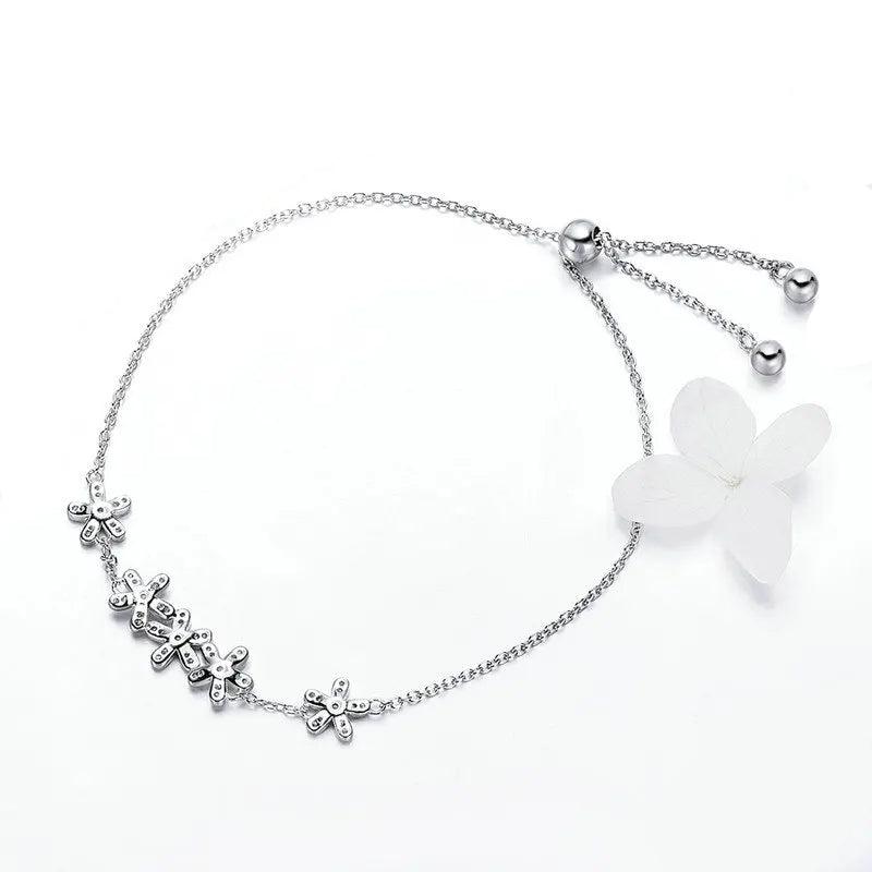 FLOWLY - Sterling Silver Floral Bracelet with CZ Accents
