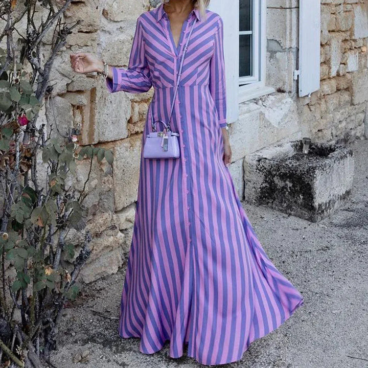 EALIN - Women’s Long Sleeve Striped Maxi Dress