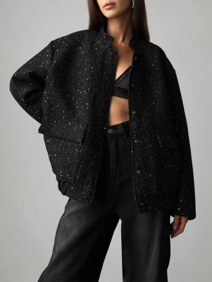 ZAREEN - Sparkling Tweed Jacket with Snap Button
