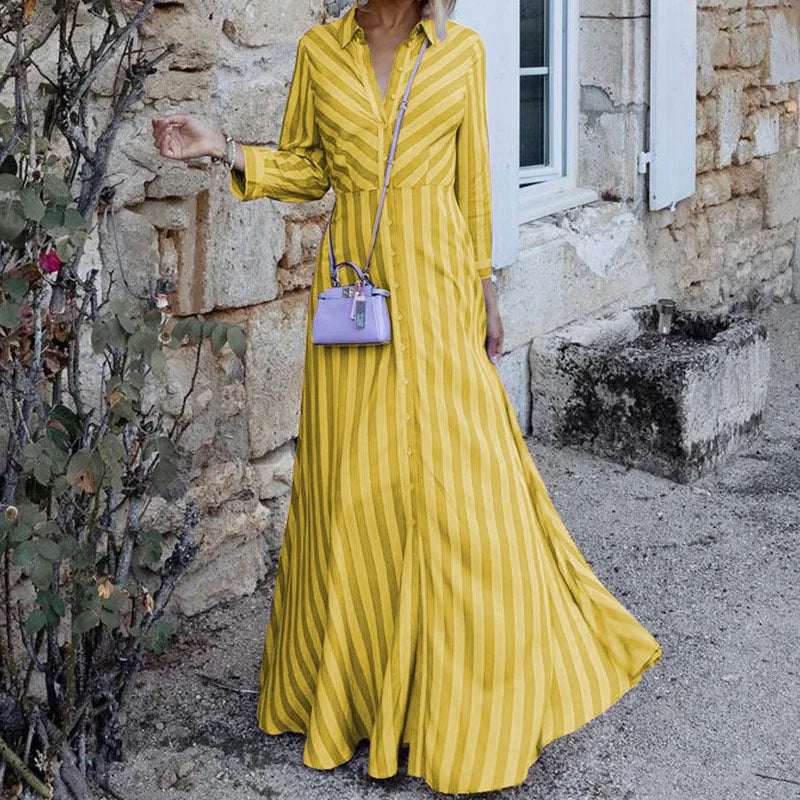 EALIN - Women’s Long Sleeve Striped Maxi Dress